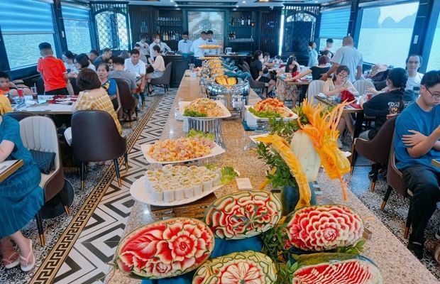 Lunch buffet on Jade Sails cruise